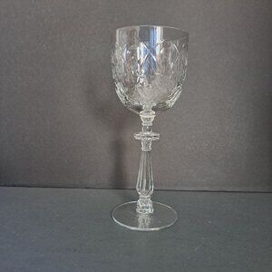 Rock Sharpe Lady Stuart Water Goblet Cut Crystal Etched Stemware Vintage England